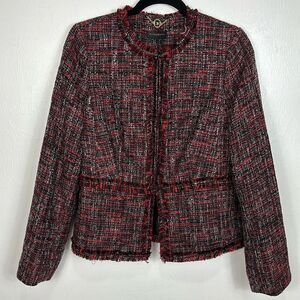 Donna Karan Red and Black Tweed Jacket